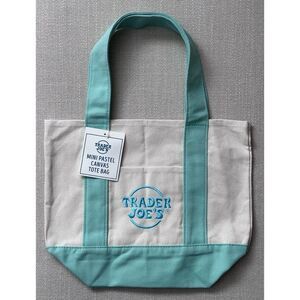 TRADER JOE’S MINI PASTEL‎ GREEN CANVAS TOTE BAG